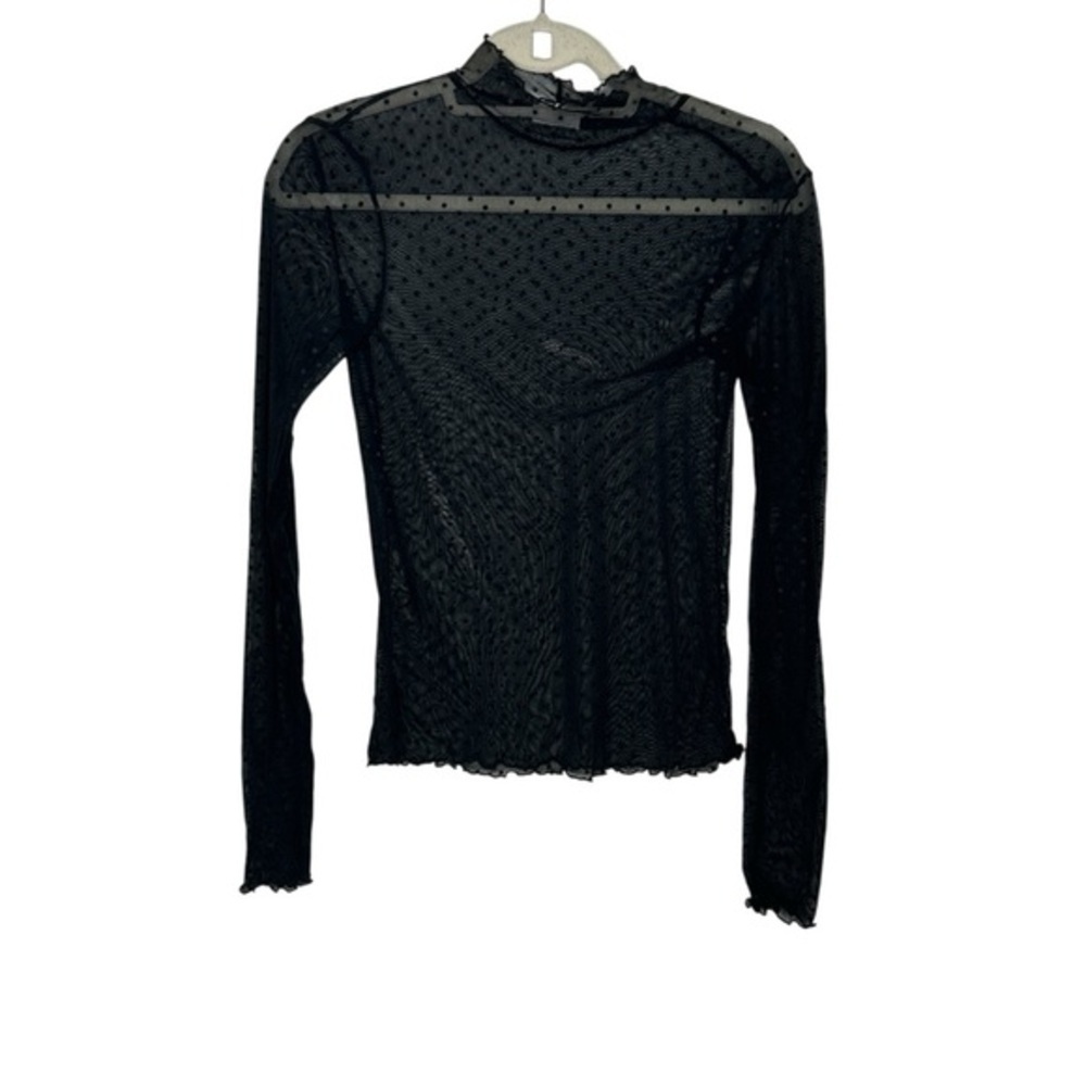 Anthropologie Sheer Black Mesh Long Sleeve Top – Size Medium